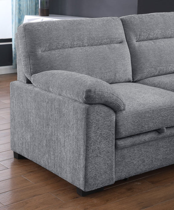 English Elm Kipling Chenille Sleeper Sectional with Storage Chaise and Built-in Usb Charging Light Gray B061S00832