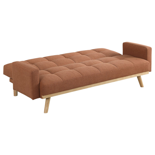English Elm Declan Terracotta Upholstered Convertible Sofa Bed with Tufted Seats, Track Arms & Angled Wood Frame - Cozy Modular Design for Casual Living Rooms B062P358308