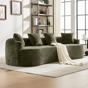 English Elm Curved Chenille Loveseat with Memory Foam Cushions for Compact Living Spaces Olive Green W2915S00085