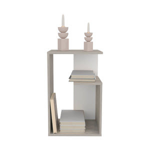 English Elm Side Table Sallis - Compact Engineered Wood End Table with Open Shelf, Portable Space-Saving Design Gray B092P309175