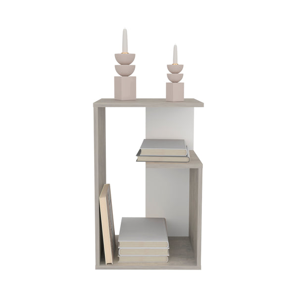 English Elm Side Table Sallis - Compact Engineered Wood End Table with Open Shelf, Portable Space-Saving Design Gray B092P309175