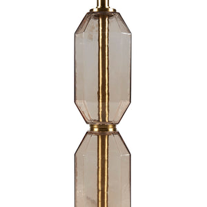 JLA Home 510 Design - Faceted Zirconia Table Lamp with Faceted Glass Body, Gold Accents & White Shade — Ambient LED Decor FB153-1184