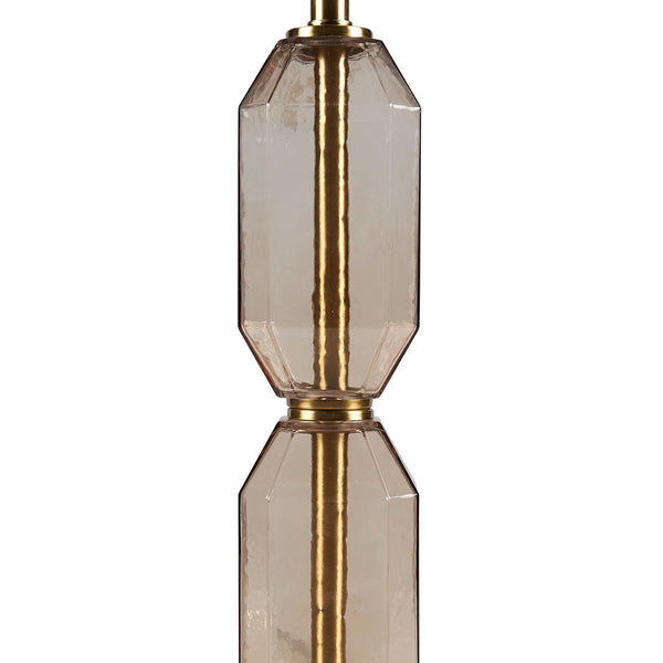 JLA Home 510 Design - Faceted Zirconia Table Lamp with Faceted Glass Body, Gold Accents & White Shade — Ambient LED Decor FB153-1184