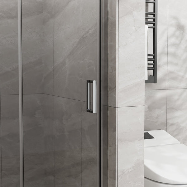 English Elm Goodyo 34"X72" Frameless Bifold Shower Door - Tempered Clear Glass, Chrome Finish, Space-Saving Design D163102094