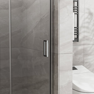 English Elm Goodyo Bifold Frameless Tempered Glass Shower Door Pivot Swing Panel Adjustable Width Chrome D163147915