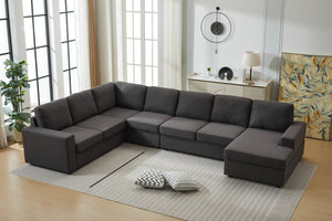 English Elm Large Modular L Shaped Sectional Sofa with Plush Cushions for Contemporary Living Rooms B2730S00053