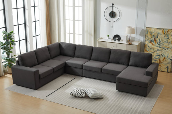 English Elm Large Modular L Shaped Sectional Sofa with Plush Cushions for Contemporary Living Rooms B2730S00053