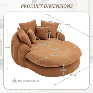English Elm Oversized Memory Foam Chenille Bean Bag Sofa with Ergonomic Back Support, 3 Large & 2 Small Pillows Orange W395P359410