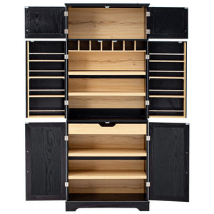 English Elm K&k Farmhouse Pantry Cabinet Tall Freestanding Kitchen Storage with Drawers Shelves Black N707P356567B