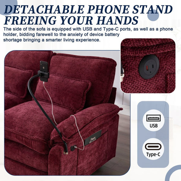 English Elm United We Win 106" U-Shape Sectional Sofa - Comfy Chenille Couch With Usb Ports, Storage Ottoman & Pillows W1568S00235-GIGA