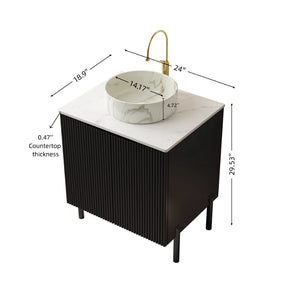 English Elm Dina Floating Bathroom Vanity with Sintered Stone Top and Crystal Glass Basin W2615S00657