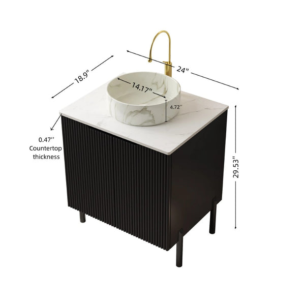English Elm Dina Floating Bathroom Vanity with Sintered Stone Top and Crystal Glass Basin W2615S00657