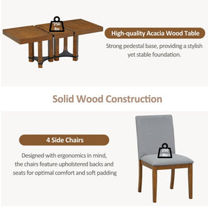 English Elm Topmax Rustic Acacia Extendable Dining Set Seats Eight with Upholstered Chairs SP000064AAD