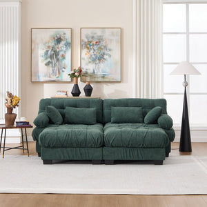 English Elm U Shaped Modular Sectional Sofa Flannelette Cloud Couch Deep Seat Plush Living Room Green W2120S00027