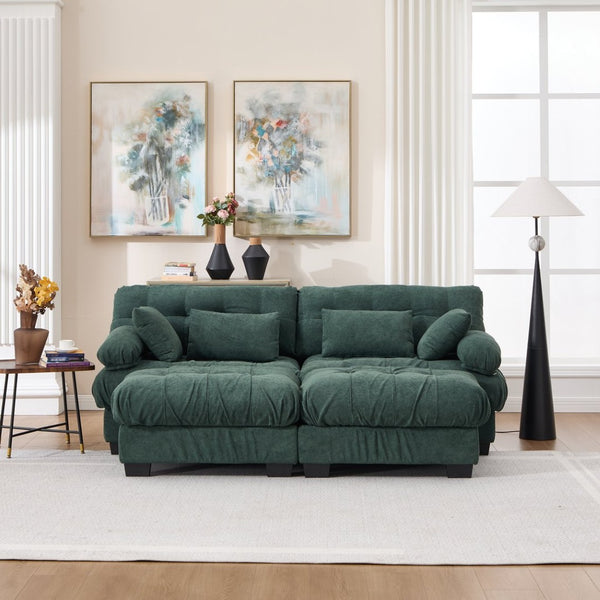 English Elm U Shaped Modular Sectional Sofa Flannelette Cloud Couch Deep Seat Plush Living Room Green W2120S00027