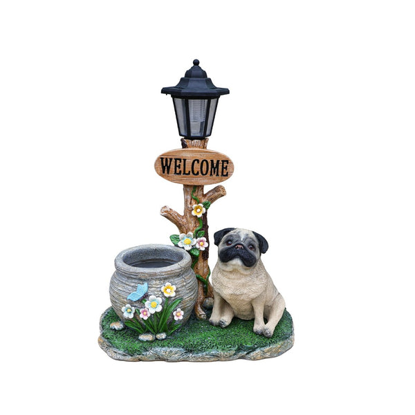 English Elm Schnauzer Solar Led Resin Planter Statue Outdoor Garden Accent for Patio Decor W5398P464252