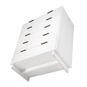 English Elm Granville 38" White 5-Drawer Chest – Modern Solid Wood Storage With Glam Gold Hardware & Style B365S00080