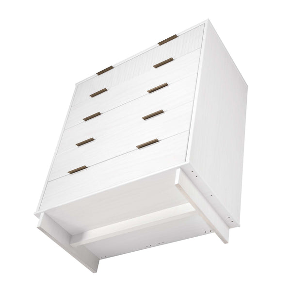 English Elm Granville 38" White 5-Drawer Chest – Modern Solid Wood Storage With Glam Gold Hardware & Style B365S00080