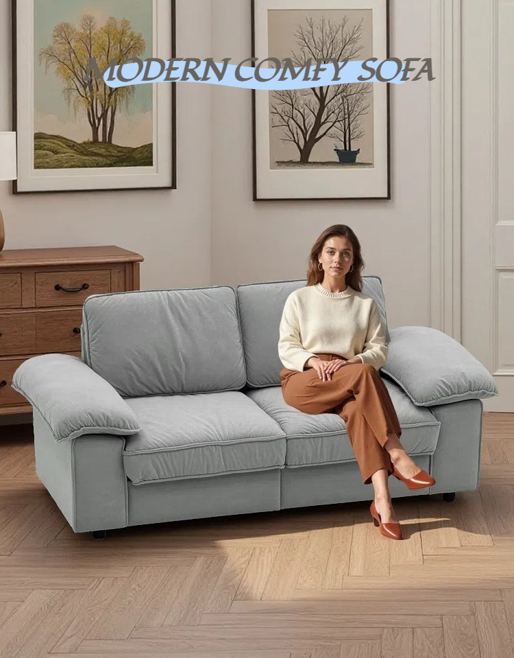 English Elm Fx-P20M-2S-Gy Gray Velvet Compact 2-Seater Loveseat Sofa With Hidden Storage For Small Spaces W576S00231