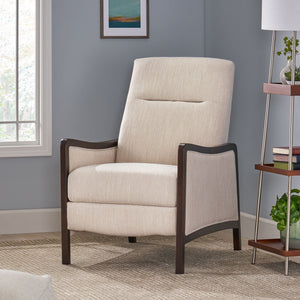 English Elm Christopher Knight Home® - Fabric Recliner Chair Mid-Century Push-Back Upholstered Armchair with Thick Cushion and Birch Frame Beige 70449.00BGE