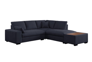 English Elm Joshua Upholstered Woven Fabric Sectional Sofa with Right-Facing Chaise, Ottoman Table Top & Pillows Dark Gray B061S00840