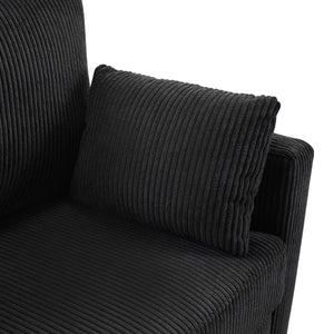 English Elm Twin Convertible Sofa Bed with Foldable Side Table, USB Ports, Storage Pocket & Lumbar Pillows for Small Spaces Black N719S002030B