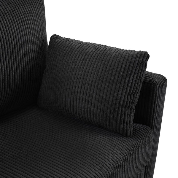 English Elm Twin Convertible Sofa Bed with Foldable Side Table, USB Ports, Storage Pocket & Lumbar Pillows for Small Spaces Black N719S002030B