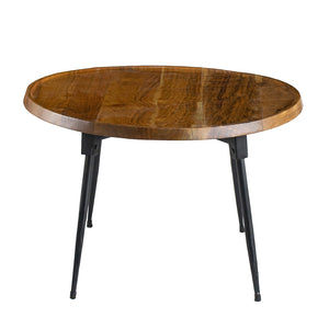 English Elm 39x26x16" Oval Coffee Table - Acacia Wood Top & Iron Base, Natural Finish, Sleek Mid-Century Modern Accent for Living Room (Durable) W2078P180410