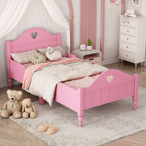 Hearth and Haven Girl'S Love Princess Bed Macaron Twin Size Toddler Bed with Side Safety Rails and Headboard and Footboard  WF310555AAH