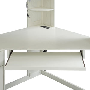 English Elm Twin Loft Bed with Wardrobe Desk Charging Station and Spotlights for Small Rooms Beige White LT000450AAK