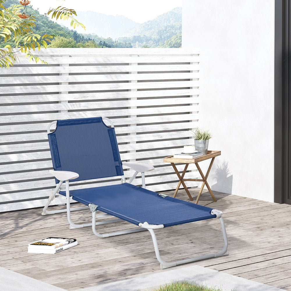 English Elm Outsunny Folding Chaise Lounge Chair - Adjustable 4-Position, Lightweight Metal Frame For Beach & Patio W2225P200778-GIGA