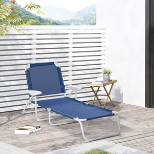 English Elm Outsunny Folding Chaise Lounge Chair - Adjustable 4-Position, Lightweight Metal Frame For Beach & Patio W2225P200778-GIGA