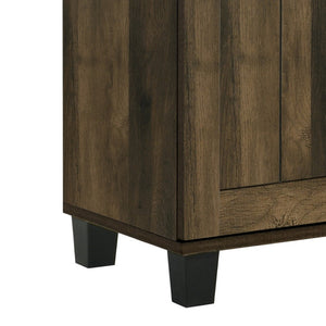 English Elm Cortona Three Door Shoe Cabinet with Oak Grain Laminate Finish for Entryway Dark Oak B2749P413396
