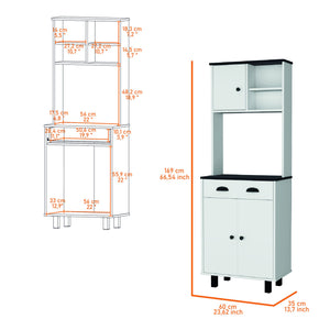 English Elm FM FURNITURE Tacna Kitchen Pantry Multicolor - Microwave Top, Drawer, 4 Shelves, Ample Storage, Wengue B128P321059