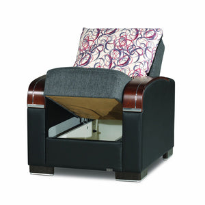 English Elm PrimeNest Mobilon Collection Upholstered Convertible Armchair with Storage, PU Leather Sleeper Sofa Armchair Black,Gray B030P286159