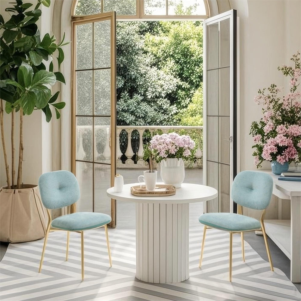 English Elm Modern Upholstered Dining Chairs Set of 2 with Metal Legs — Compact, Ergonomic Accent Seating for Small Spaces Green N842P284565C