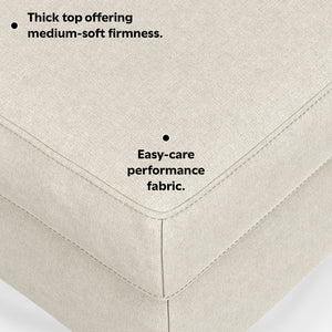 English Elm Ava Mid Century Ottoman — Cream Performance Fabric, Eco-Friendly Recycled Upholstery, Feather-Top Comfort B136P203426