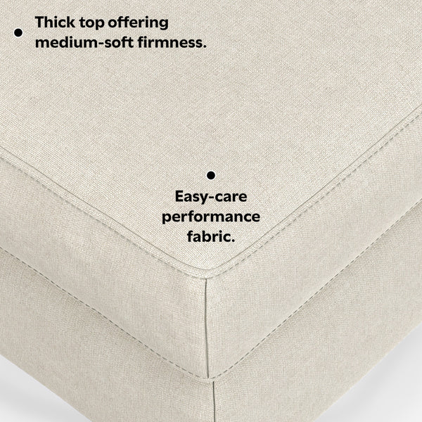 English Elm Ava Mid Century Ottoman — Cream Performance Fabric, Eco-Friendly Recycled Upholstery, Feather-Top Comfort B136P203426