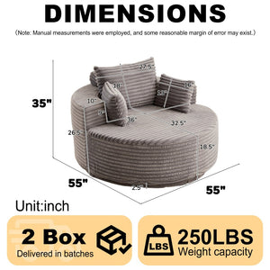 English Elm 55''l 55'l Chenille Swivel Lounge Chair Plush Foam Fill 360 Rotation Modern Living Room W834S00610