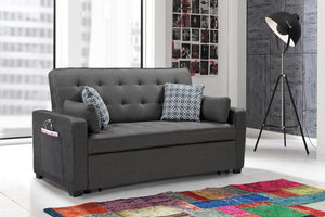 English Elm Corrado Tufted Gray Fabric Sleeper Sofa with Usb Ports and Pull Out Guest Bed B2749S00183