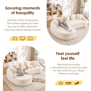 English Elm New Chenille L-shaped Sectional Curved Chaise Modular Sofa for Modern Living Spaces W2231S00053