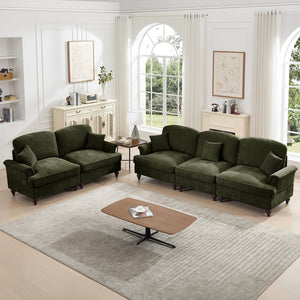 English Elm Classic Modular 2-Piece Sofa Set: Elegant Flared Arm Design With Detachable Ruffled Skirts, Green W3041S00269