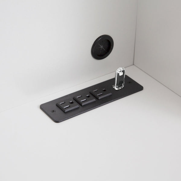 English Elm Computer Desk Modern Home Office with Hutch & Bookshelf, Spacious MDF Surface, Drawers, 3 AC/2 USB Ports, White, Compact Storage Solution W1321S00001