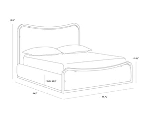Sunpan JUNIA Bed - King Size - Modern Upholstered Design with Warm Wood & Gold Accents for Luxurious Style 112132