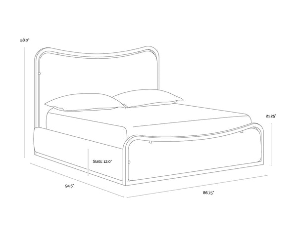 Sunpan JUNIA Bed - King Size - Modern Upholstered Design with Warm Wood & Gold Accents for Luxurious Style 112132