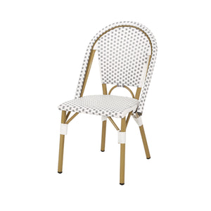English Elm Christopher Knight Home® - FRENCH Bistro Chair with Rattan Weave, Aluminum Frame and Bamboo Finish for Stylish Outdoor Seating White+gray 69958.00GRY