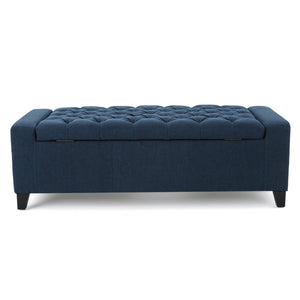 English Elm Christopher Knight Home® - GUERNSEY Ottoman with Tufted Top and Hidden Storage Bench — Sleek Fabric Seat, Footrest & Organizer Navy Blue 59336.00DBL