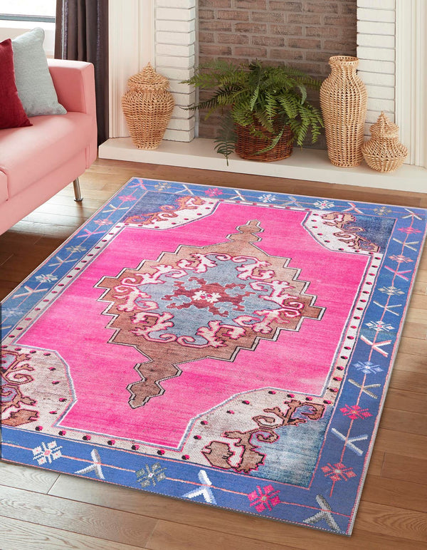 Unique Loom Timeless Thomas Machine Made Medallion Rug Fuchsia, Violet/Red/Ivory/Black/Brown 7' 7" x 10' 6"