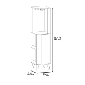 English Elm Corner Corner Bar Cabinet Dark Brown Engineered Wood w/ Cup Rack, Drawer & 4 Shelves for Entertaining B097S00089