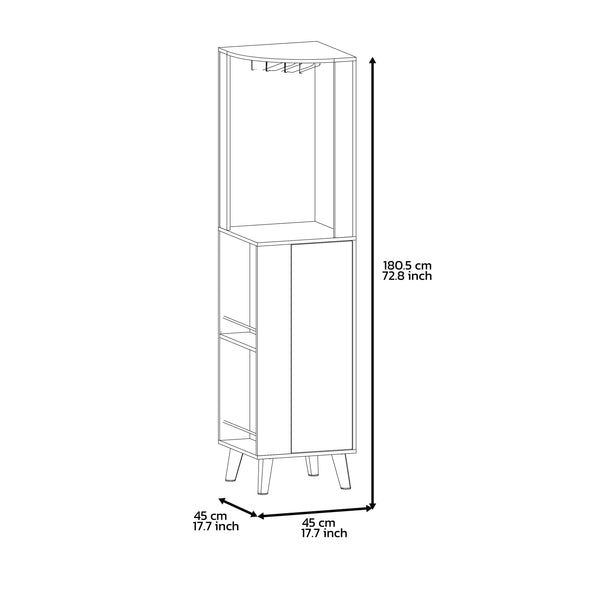 English Elm Corner Corner Bar Cabinet Dark Brown Engineered Wood w/ Cup Rack, Drawer & 4 Shelves for Entertaining B097S00089